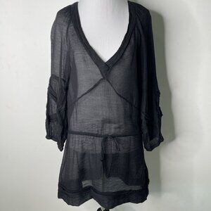 Vix Black Sheer V-Neck Swim Coverup Tunic